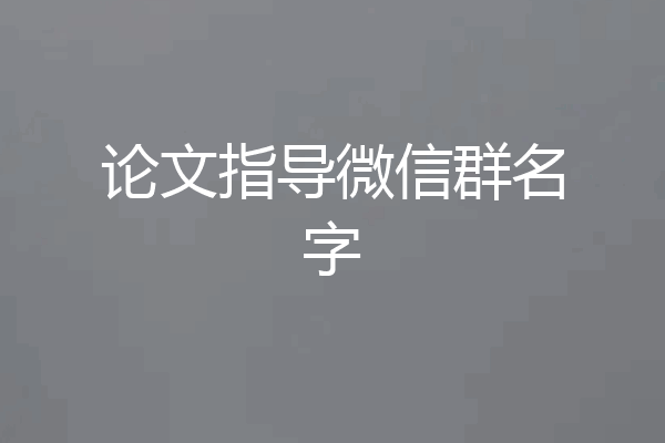 论文指导微信群名字