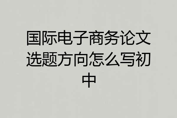国际电子商务论文选题方向怎么写初中