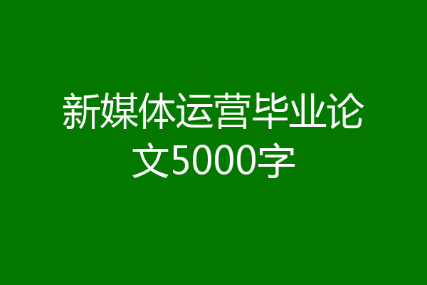 新媒体运营毕业论文5000字