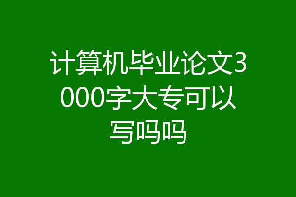 计算机毕业论文3000字大专可以写吗吗