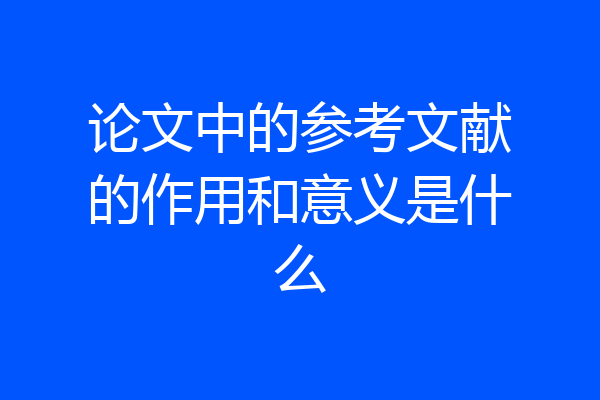 论文中的参考文献的作用和意义是什么