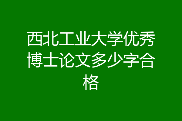西北工业大学优秀博士论文多少字合格