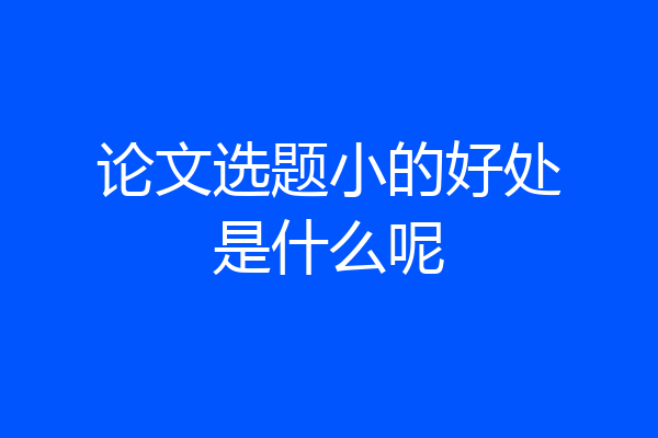 论文选题小的好处是什么呢