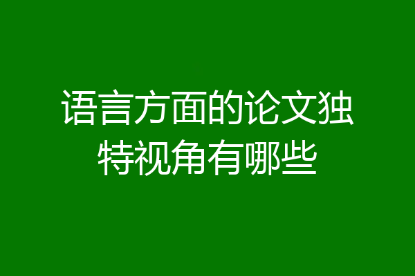 语言方面的论文独特视角有哪些