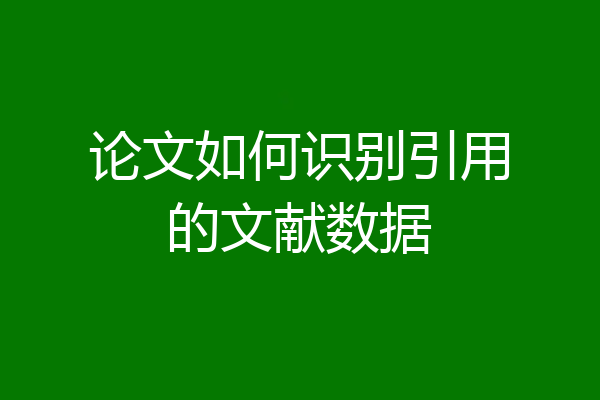 论文如何识别引用的文献数据