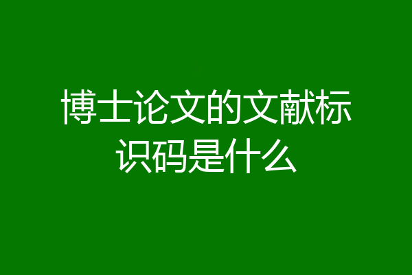 博士论文的文献标识码是什么