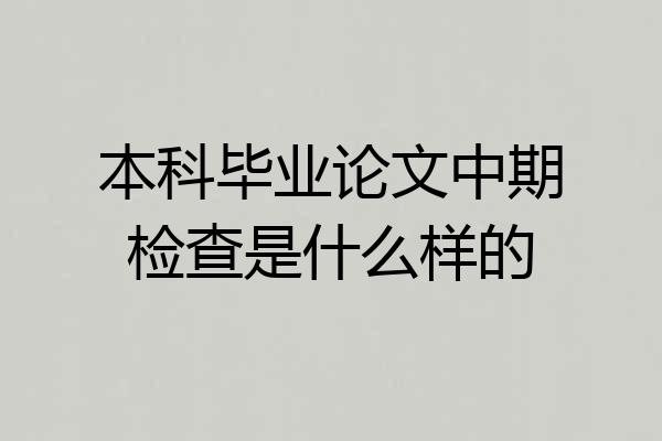 本科毕业论文中期检查是什么样的