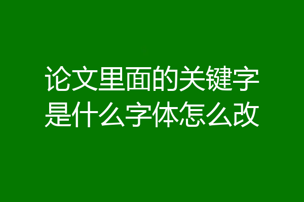 论文里面的关键字是什么字体怎么改
