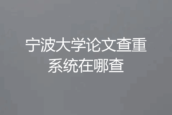 宁波大学论文查重系统在哪查