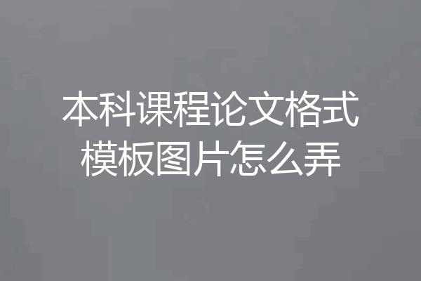 本科课程论文格式模板图片怎么弄