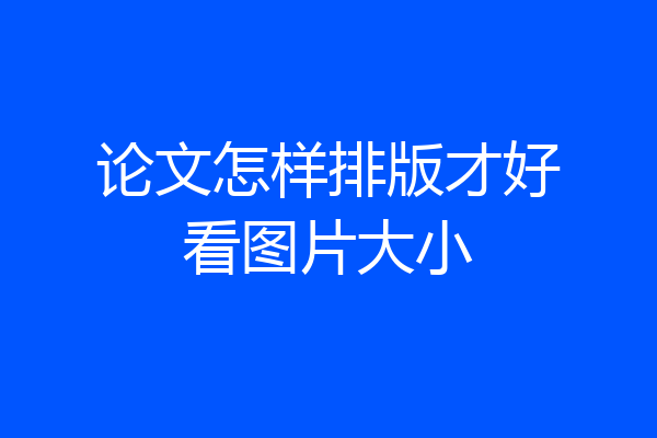论文怎样排版才好看图片大小