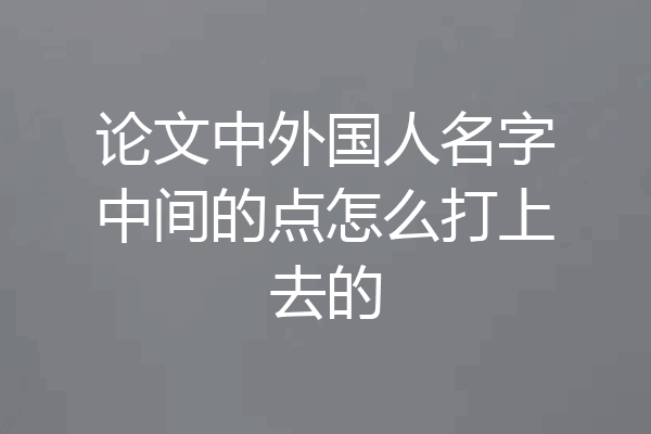 论文中外国人名字中间的点怎么打上去的