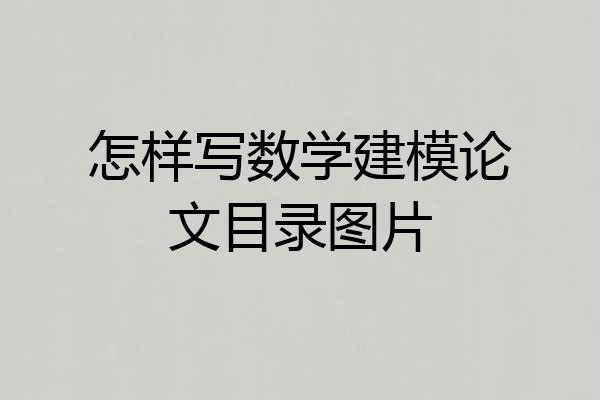 怎样写数学建模论文目录图片