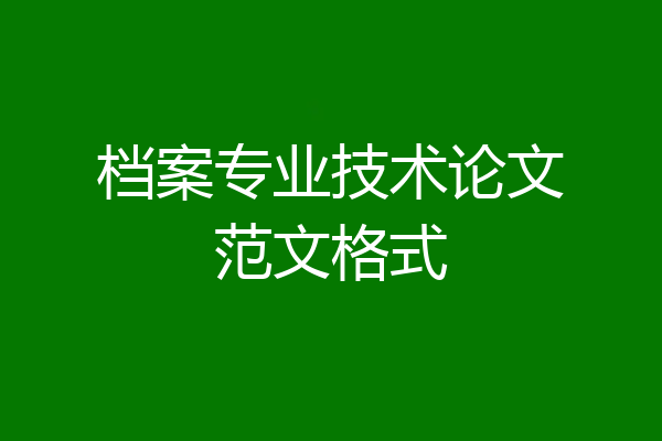 档案专业技术论文范文格式