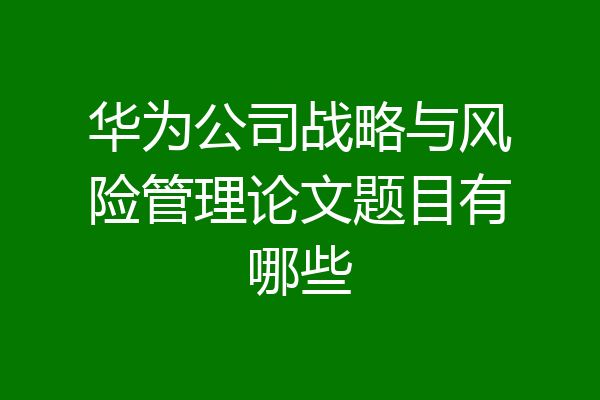 华为公司战略与风险管理论文题目有哪些