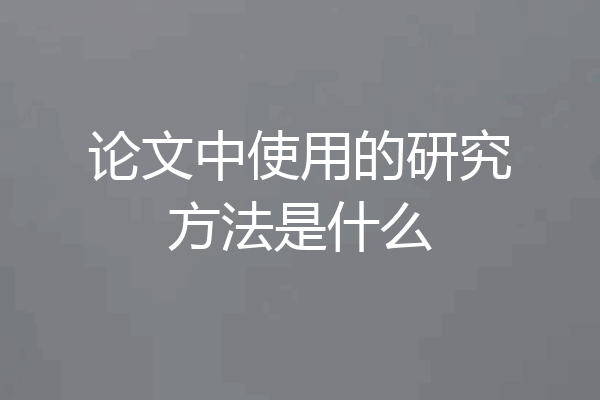 论文中使用的研究方法是什么