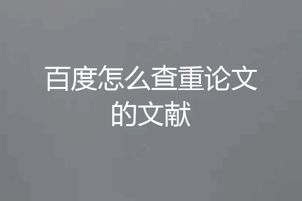 百度怎么查重论文的文献