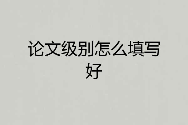论文级别怎么填写好