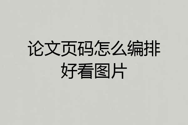 论文页码怎么编排好看图片