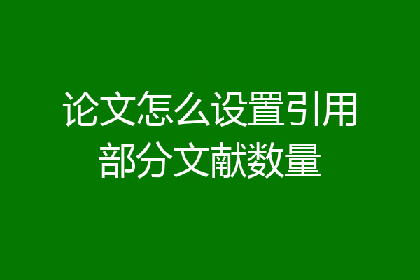 论文怎么设置引用部分文献数量