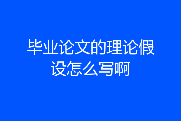毕业论文的理论假设怎么写啊