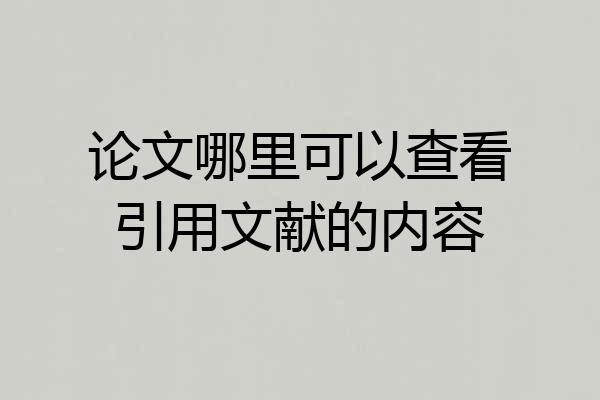 论文哪里可以查看引用文献的内容
