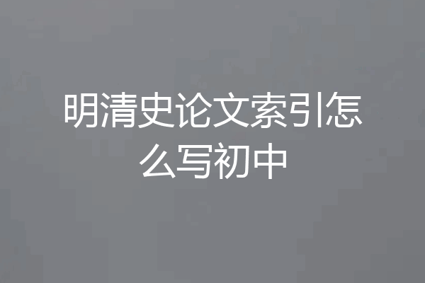 明清史论文索引怎么写初中