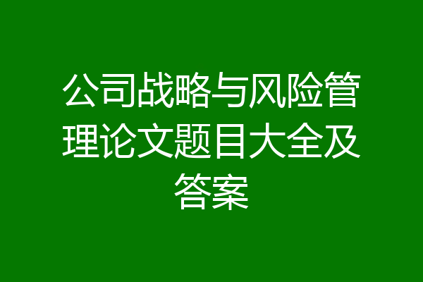 公司战略与风险管理论文题目大全及答案
