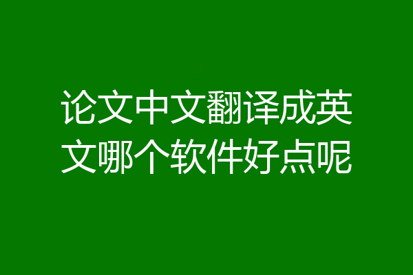 论文中文翻译成英文哪个软件好点呢