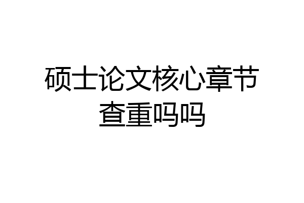 硕士论文核心章节查重吗吗