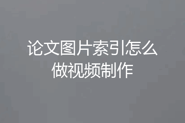 论文图片索引怎么做视频制作
