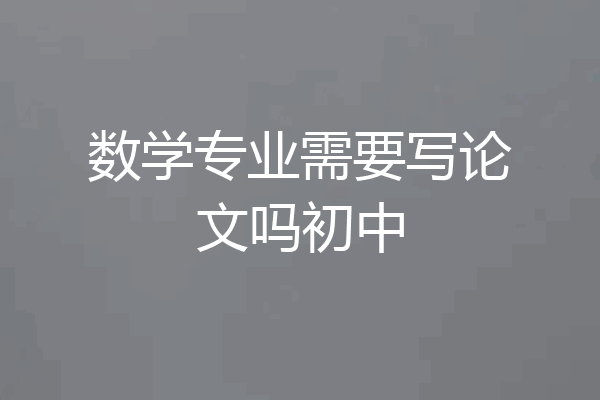 数学专业需要写论文吗初中