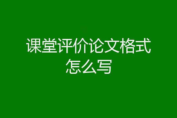 课堂评价论文格式怎么写
