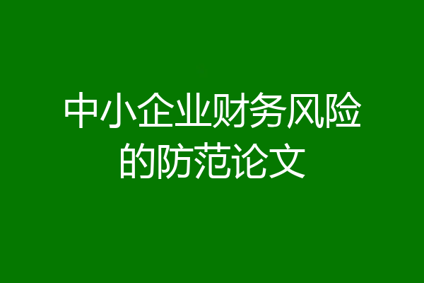 中小企业财务风险的防范论文