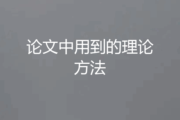 论文中用到的理论方法