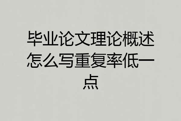 毕业论文理论概述怎么写重复率低一点