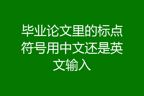 毕业论文里的标点符号用中文还是英文输入