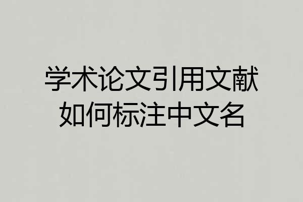 学术论文引用文献如何标注中文名