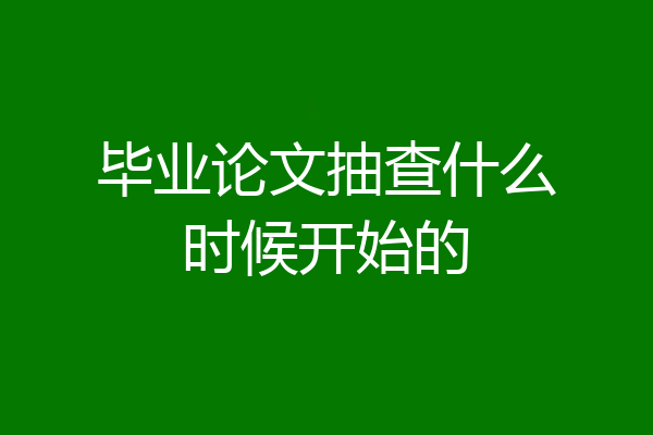 毕业论文抽查什么时候开始的