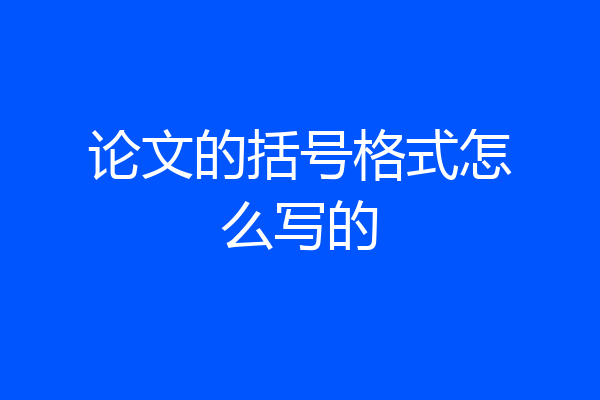 论文的括号格式怎么写的