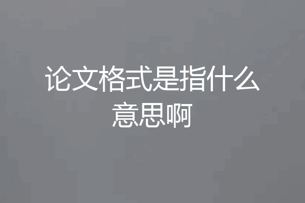 论文格式是指什么意思啊