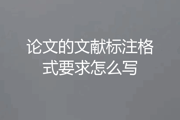 论文的文献标注格式要求怎么写