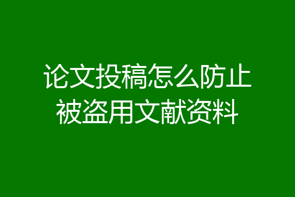 论文投稿怎么防止被盗用文献资料