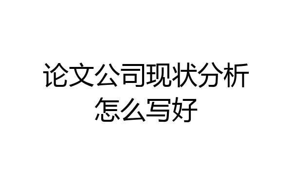 论文公司现状分析怎么写好