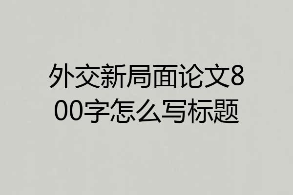 外交新局面论文800字怎么写标题