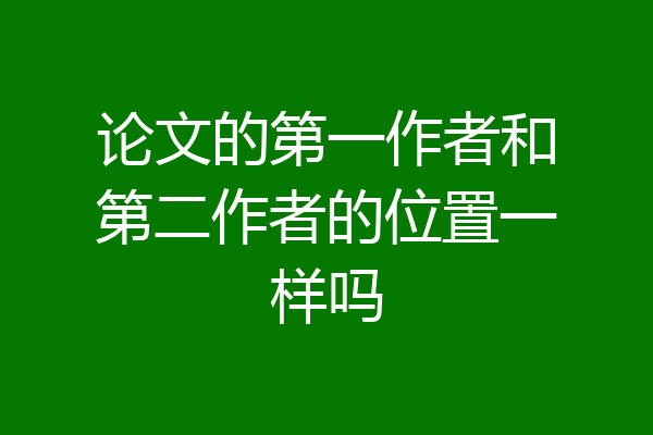 论文的第一作者和第二作者的位置一样吗