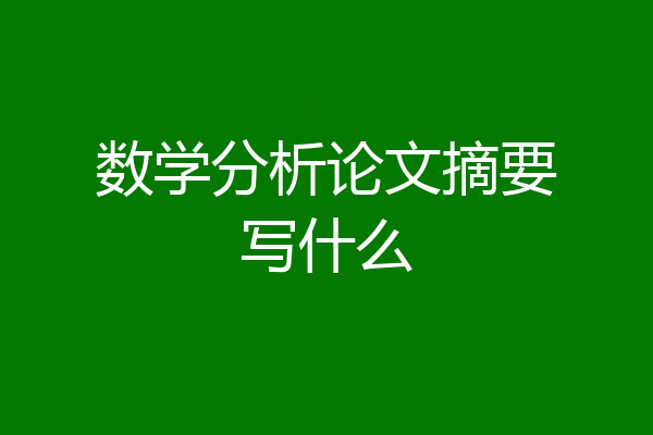 数学分析论文摘要写什么