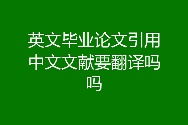英文毕业论文引用中文文献要翻译吗吗