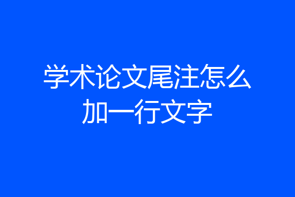 学术论文尾注怎么加一行文字