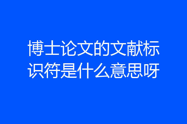 博士论文的文献标识符是什么意思呀